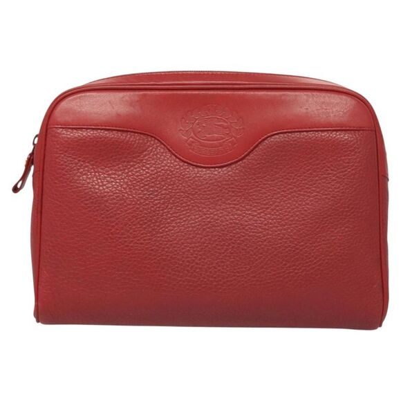 Burberry Red Leather Clutch Bag (Pre-Owned) - Picture 1 of 16